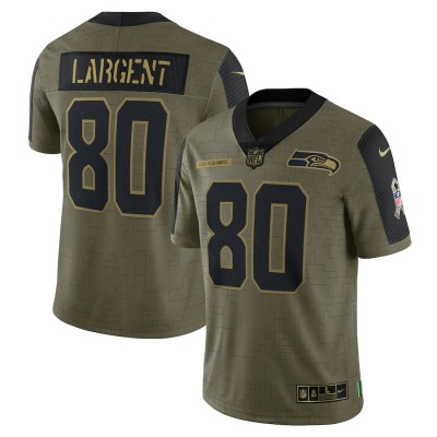 Seattle Seahawks #80 Steve Largent Olive Nike 2021 Salute To Service Limited Player Jersey Men's